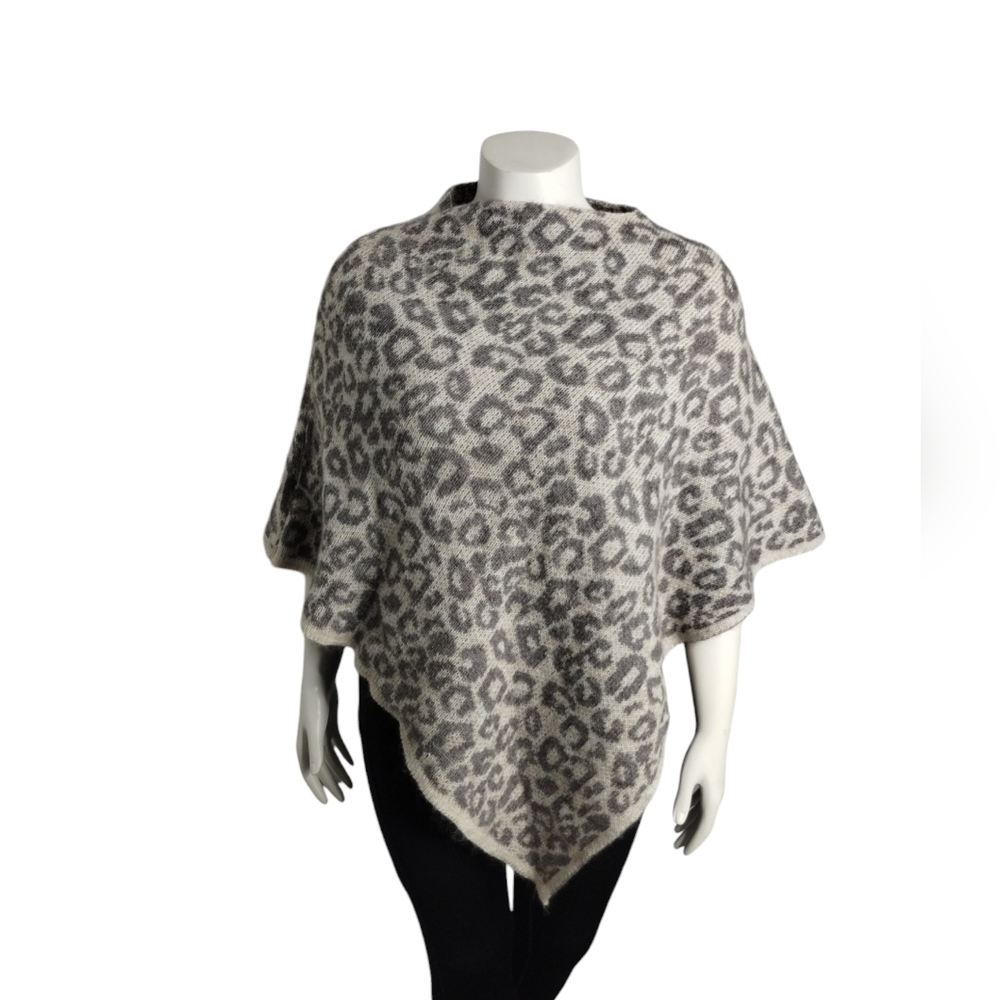 Nardi & Tagliaferri Italy Leopard Print Classy Mohair Old Money Boho Pancho OS